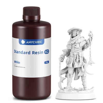 ANYCUBIC 3D Printer Resin, Upgraded 8K Standard Resin V2, Enhanced Toughness and Strength, Lower-Odor, High Precision 3D Printing Resin for All LCD Resin 3D Printers (White, 1kg)