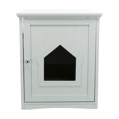 TRIXIE Furniture Litter Box Enclosure (Gray) Hidden Litter Box for Cats with Shelf, Classic Style, Big Front Door for Easy Cleaning, Large Hole for Convenient Entry, Use As Side Table or Nightstand