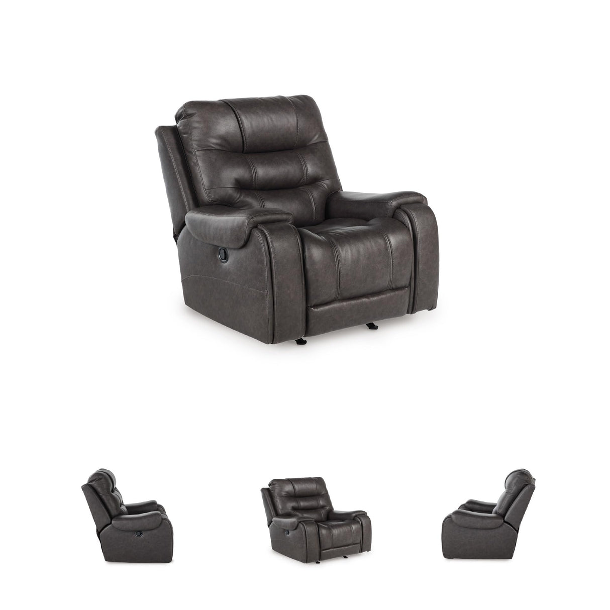 Signature Design by Ashley Trumble Modern Faux Leather Manual Rocker Recliner with Track Arms, Gray Signature Design by Ashley