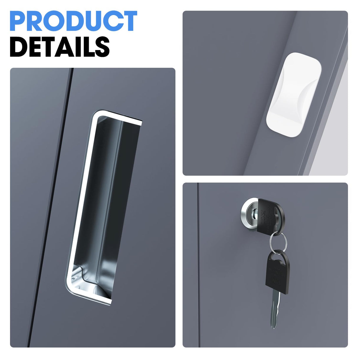 DNA MOTORING 71'' Metal Garage Storage Cabinet, Locking Tool Cabinet with 4 Doors and 2 Adjustable Shelves, Heavy Duty Metal Locker for Garage,Office,Home,Gym,Gray, TOOLS-00634-GY-GY-A DNA MOTORING