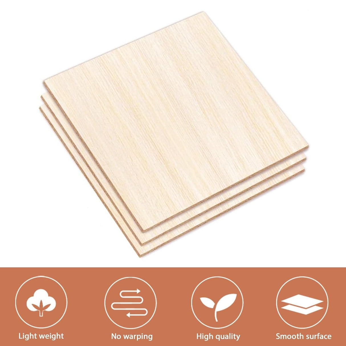 Basswood Sheets 1/8 X 12 X 12 Inch, 3 mm Plywood Sheets Balsa Wood Sheet Craft Wood Unfinished Wood Laser Engraving Blanks Baltic Birch Plywood 1/8 Bass Wood for Crafts DIY, Wood Burning, Painting RHQQ