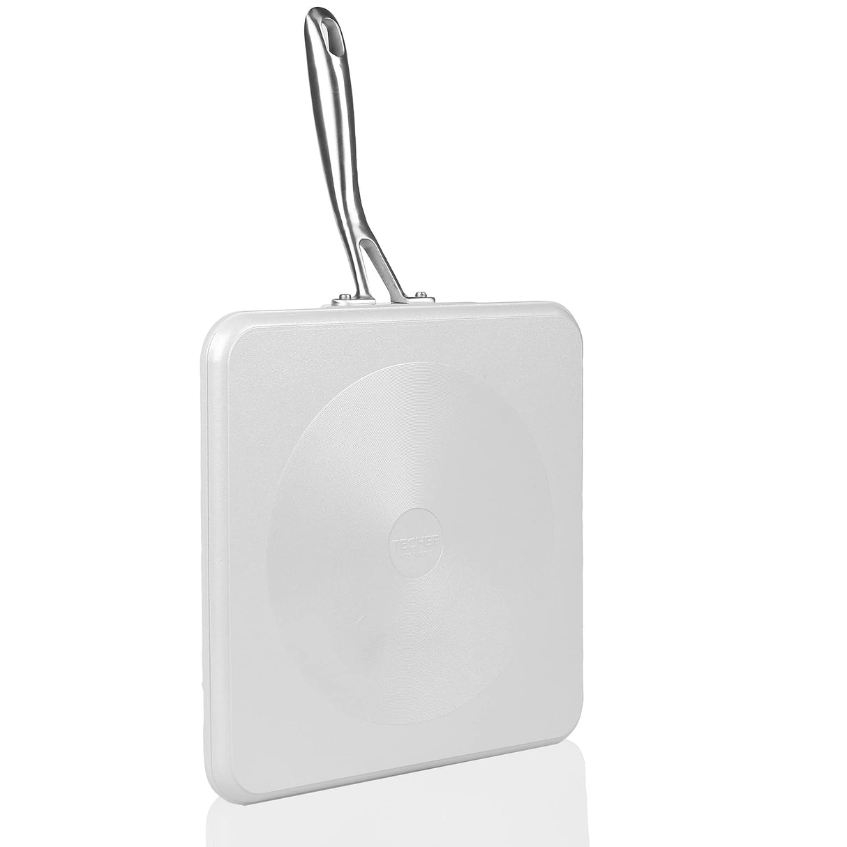 TECHEF - CeraTerra Ceramic Nonstick Square Griddle Pan (PTFE and PFOA Free Ceramic Exterior & Interior), Oven & Dishwasher Safe, Made in Korea, Grey/Silver (Griddle Pan) TECHEF