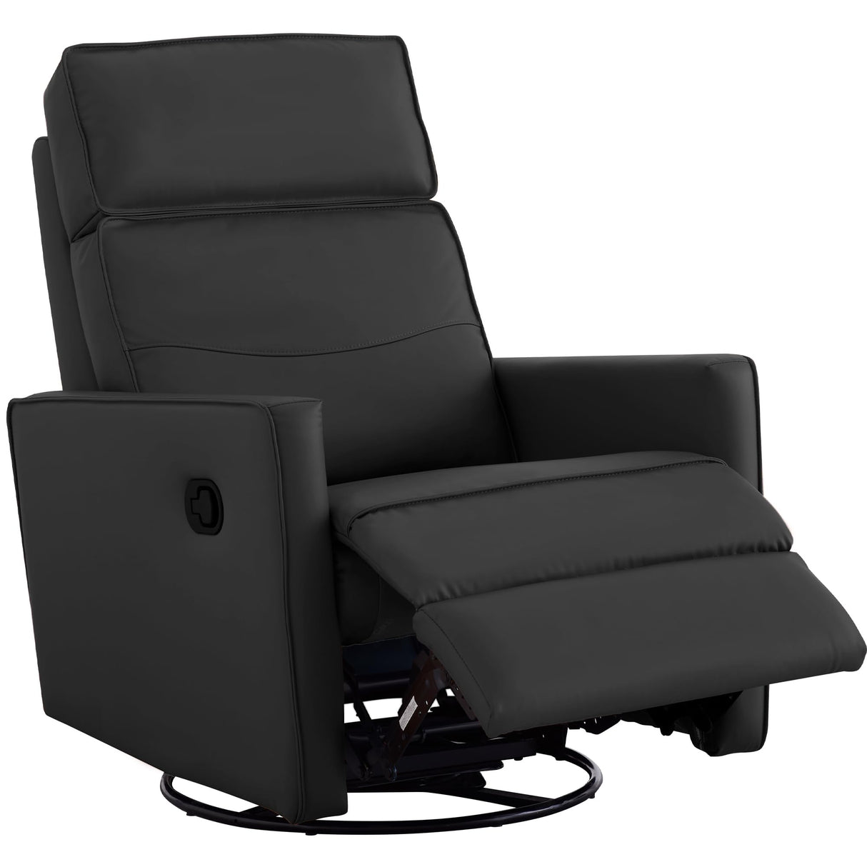 LIKIMIO Recliner Chair, 360° Swivel High-Back Faux Leather Rocking Chair with Upholstered Comfort, Single Sofa for Nursery, Living Room, Black LIKIMIO