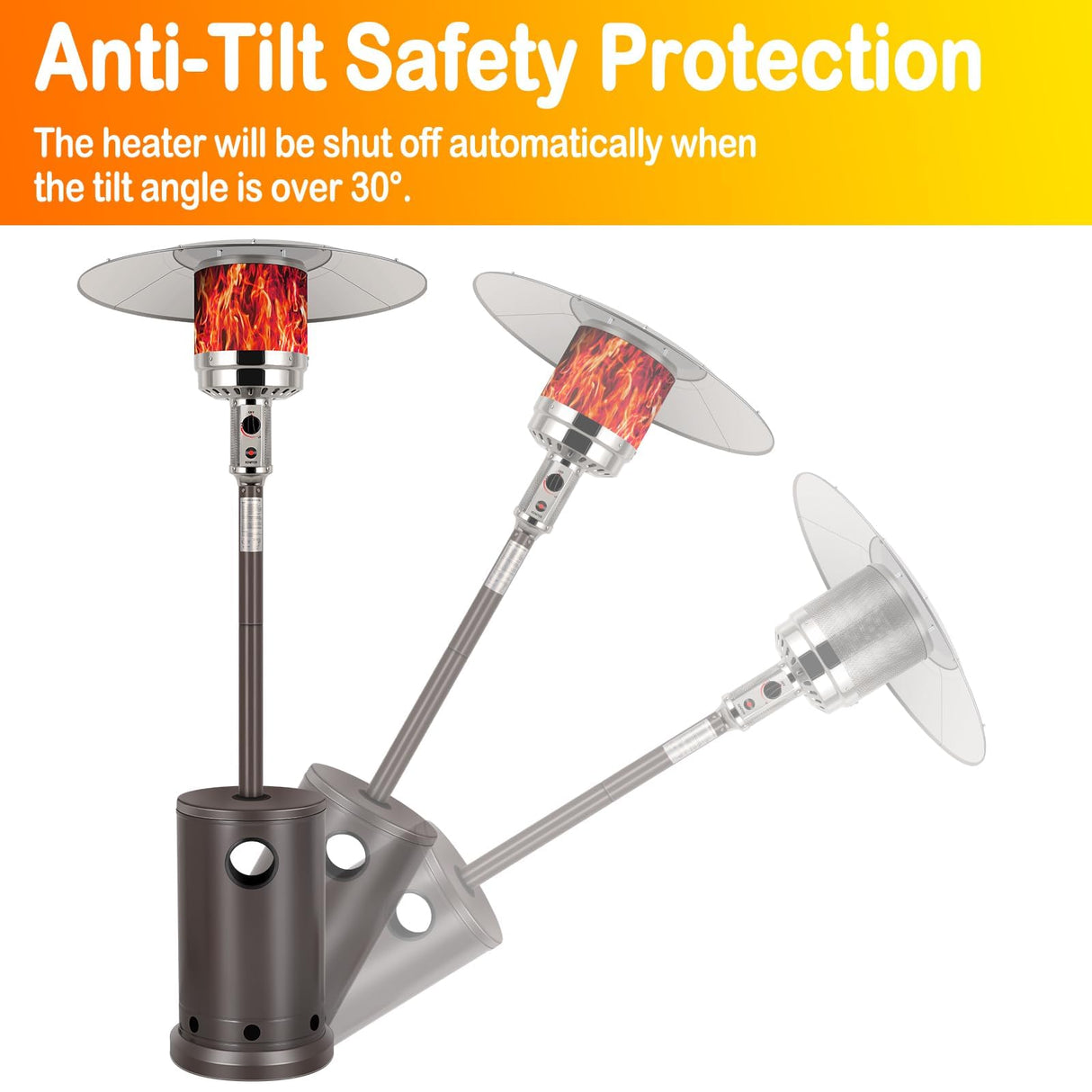 Hykolity 50,000 BTU Propane Patio Heater with Table Design, Stainless Steel Burner, Triple Protection System, Wheels, Outdoor Heaters for Patio, Garden, Commercial and Residentia(Brown) hykolity