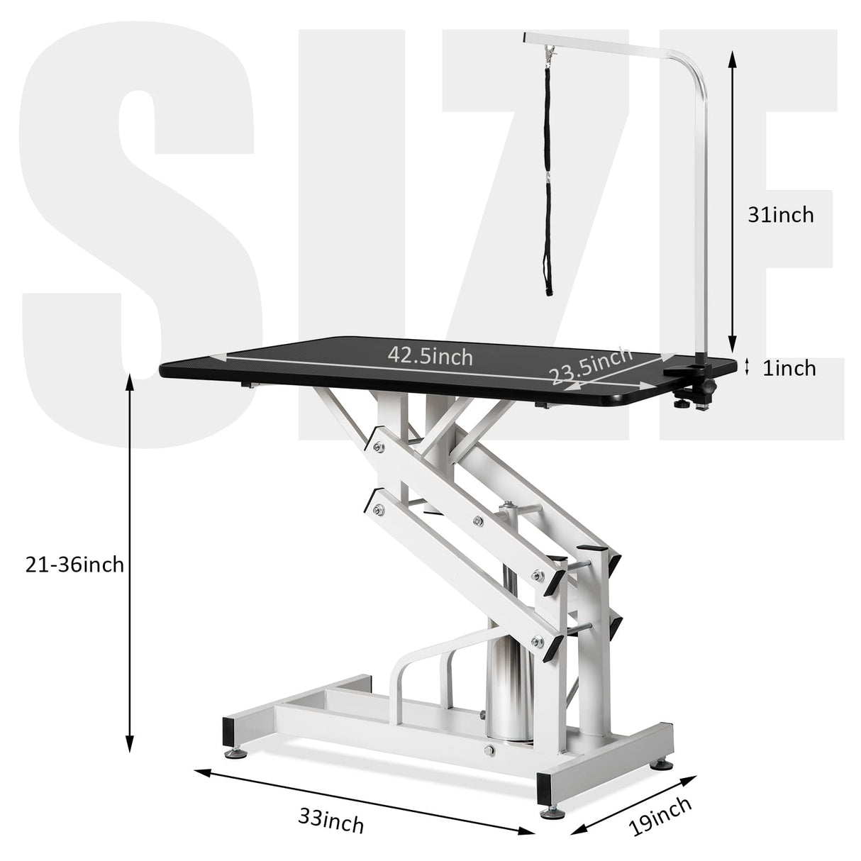 JETEAGO 42.5” Pet Dog Hydraulic Grooming Table Adjustable Height Trimming Drying Table with Arms, Noose for Small/Medium/Large Dogs, Cats, Maximum Capacity Up to 360lbs JETEAGO