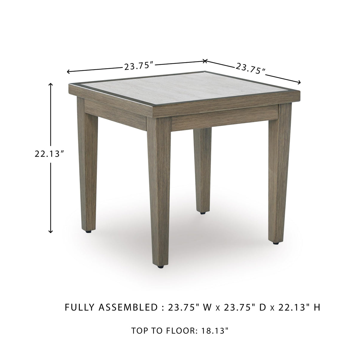 Signature Design by Ashley Rainier Ranch Contemporary Sintered Stone Tabletop Outdoor End Table with 4 Legs, Light Brown & Beige Signature Design by Ashley