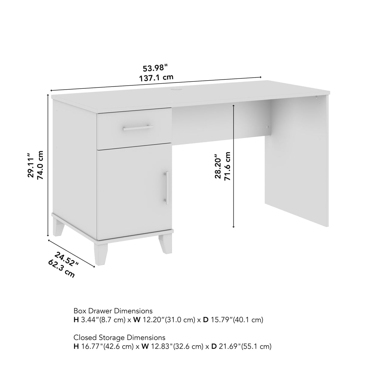 Bush Furniture Somerset 54W Office Desk with Drawer and Storage Cabinet in Storm Gray | Computer Table for Home Office Workspace Bush Business Furniture