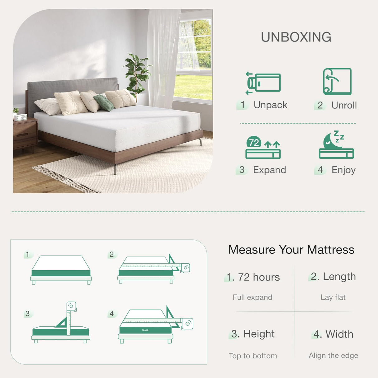 Novilla Twin Mattress, 10 Inch Memory Foam Mattress Twin Size with Comfort Foam for Pressure Relief & Fresh Cool Sleep,Removable Washable Mattress Cover,Twin Memory Foam Mattress Novilla