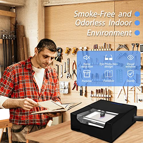 longer Laser Engraver Enclosure with Vent, Large Size 27.5 x 27.5 x 13 inchesLaser Engraving Machine Protective Cover with Eye Protection, Insulates Against Fumes and Odors Longer