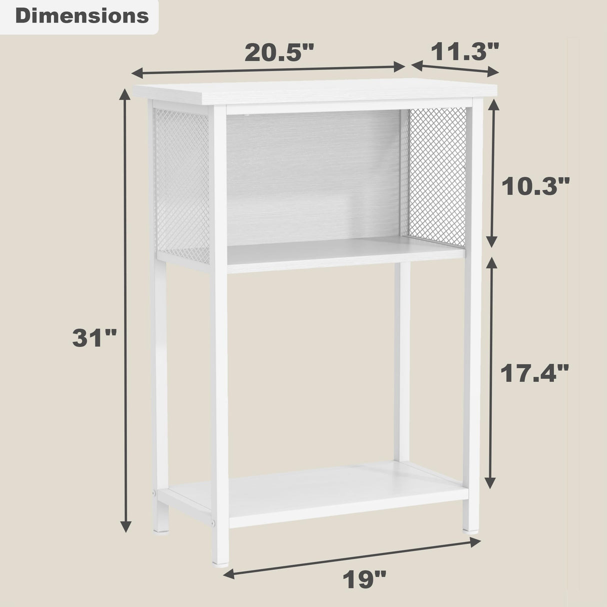BSONE 5-10 Gallon Fish Tank Stand, Small Aquarium Stand Shelf, 0.71" Thickened Tabletop, 20.5" Wx11 Dx31 H, White BSONE