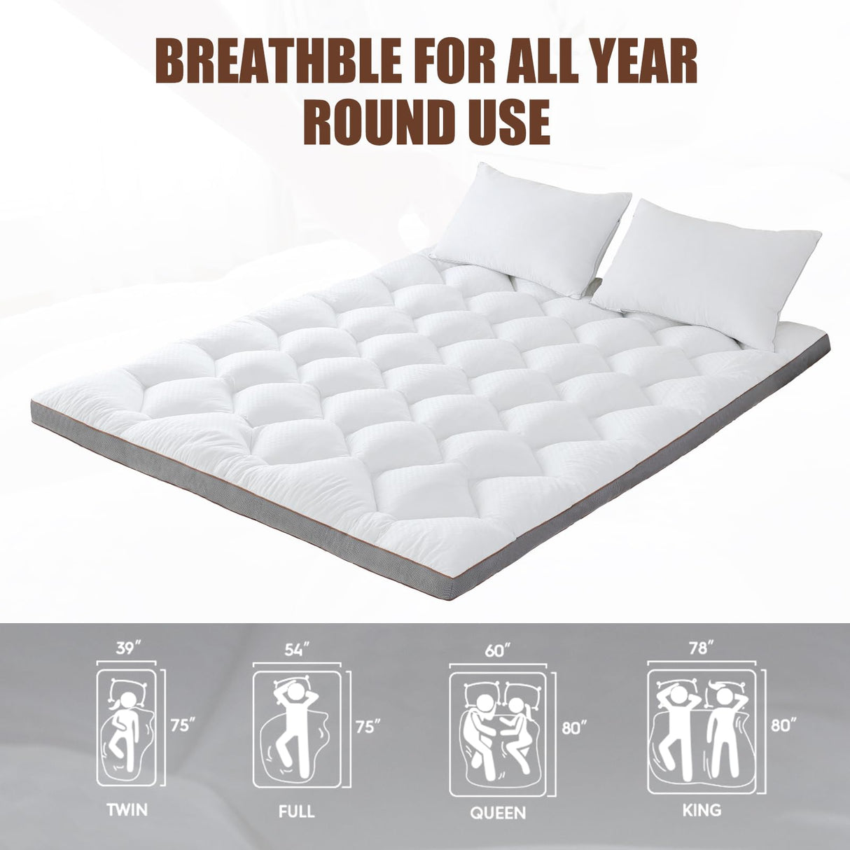 WhatsBedding 3 Inch Memory Foam Mattress Topper Full, Extra Soft Pillow Top Mattress Topper with Breathable Air Mesh Sides, 1700GSM Fluffy Shredded Memory Foam Filled & Thicked Down Alternative-Lined WhatsBedding