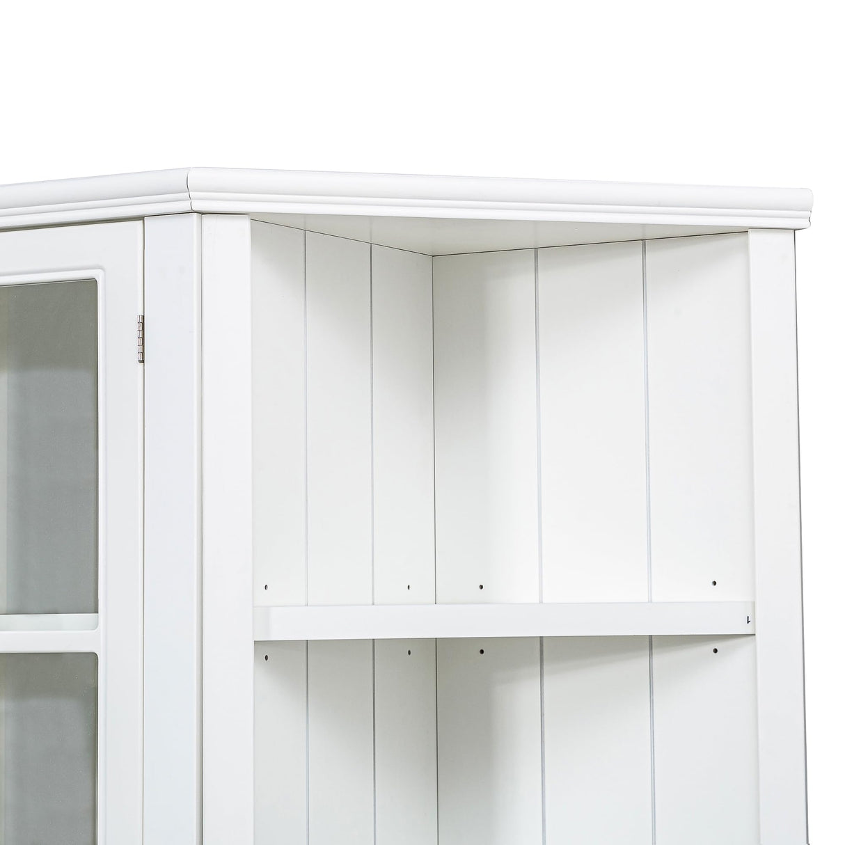 THINK 30 75.25'' Tall Display Cabinets,Cabinet with Two Triangle Sided Bookshelves, 92.9'' Wide Retro Style Wall Suit,for Hallways, Living Room, Office, Studio or Workspace, White THINK 30