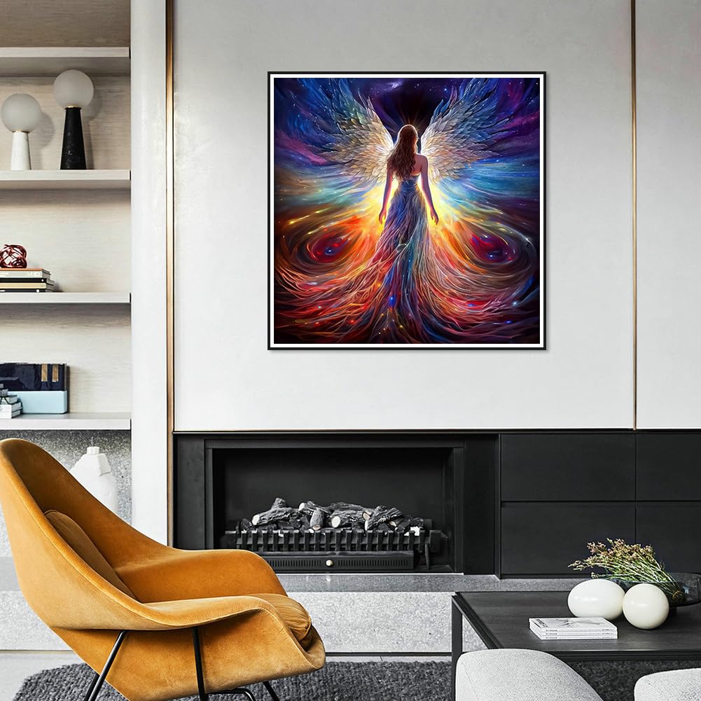 WSLWXSHM Diamond Painting Kits for Adults, Round Full Drill Diamond Art Kits, 5D DIY Paint with Diamonds Crafts for Home Wall Decoration Gifts 12×12Inch, Angel Fairy WSLWXSHM