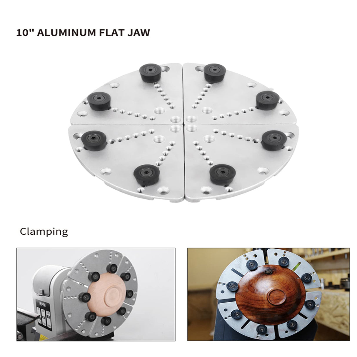 Woodworking 10" Flat Jaws for 4inch/4.5inch C-Series Lathe Woodturning Chucks(CSC3000C, CSC3500SE, CUG3418CC, CMG3C, CSC2000C) Yeivzwba