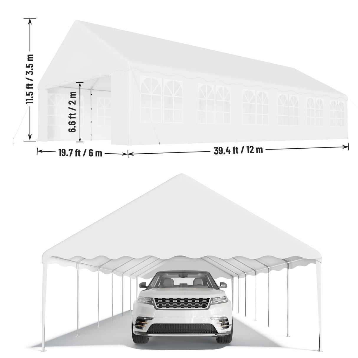 20x40ft Party Tent Heavy Duty Wedding Tent Outdoor Canopy Event Shelters Galvanized Canopy Commercial Tent with Removable Sidewall Windows for Outdoor Events Wedding Birthday Hipicute