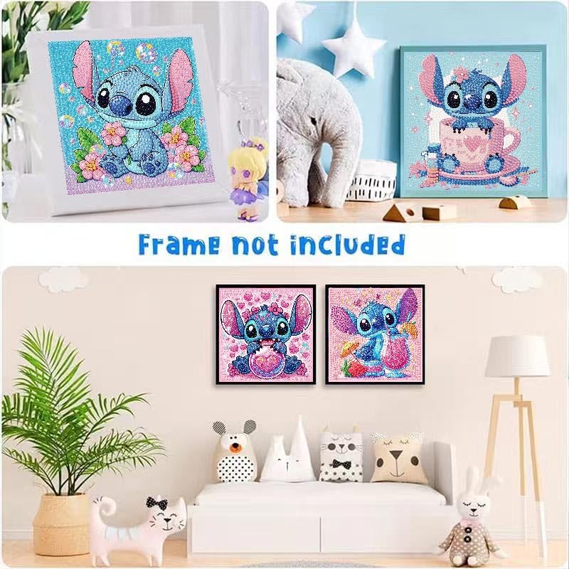 nekpiahu 6 Pack 5D Diamond Art Painting Kits for Kids Beginners, Full Drill Cute Cartoon Diamond Art Kits, DIY Big Gem Art for Children Ages 6-7-8-9-12, Home Wall Decor 6x6 Inch nekpiahu