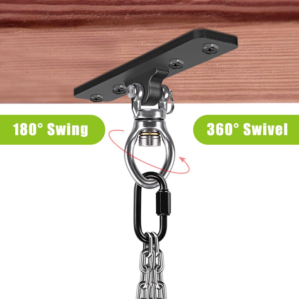 Dolibest 2 Pack Heavy Duty Swing Hangers, Swing Set Accessories with Carabiner for Indoor/Outdoor Use, Porch Swing, Hanging Kit for Wooden/Concrete Set w/ 8 Wood Screws and 8 Expansion Bolts, 900LB Dolibest