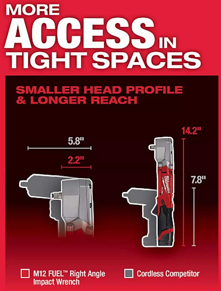 Milwaukee 2565-20 M12 FUEL Lithium-Ion 1/2 in. Cordless Right Angle Impact Wrench with Friction Ring (Tool Only) Milwaukee