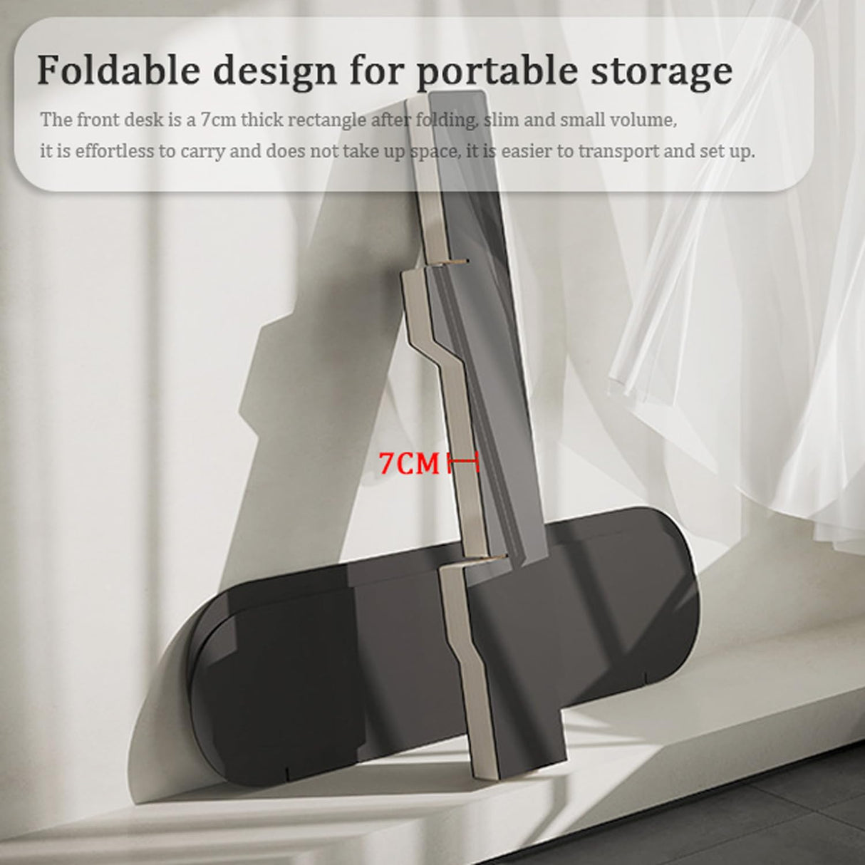 Modern Reception Desk Counter Foldable Exhibition Reception Counter with 2 Shelves, Multi-Functional Commercial Reception Desk for Lobby Hotel Bar WoodArtSupply