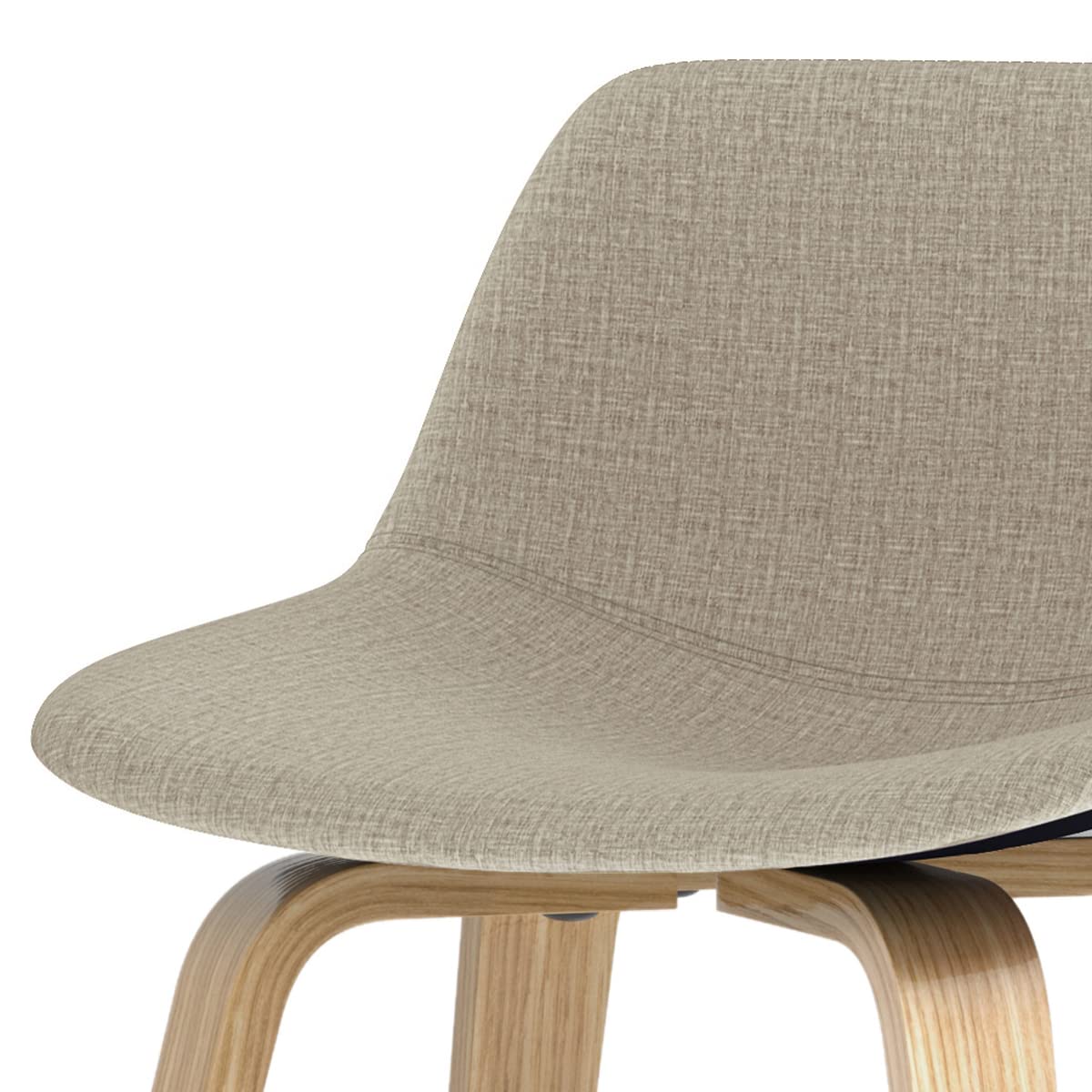 SIMPLIHOME Randolph Mid Century Modern Bentwood Counter Height Stool (Set of 2) with Light Wood in Natural Polyeseter linen fabric, For the Dining Room and Kitchen SIMPLIHOME