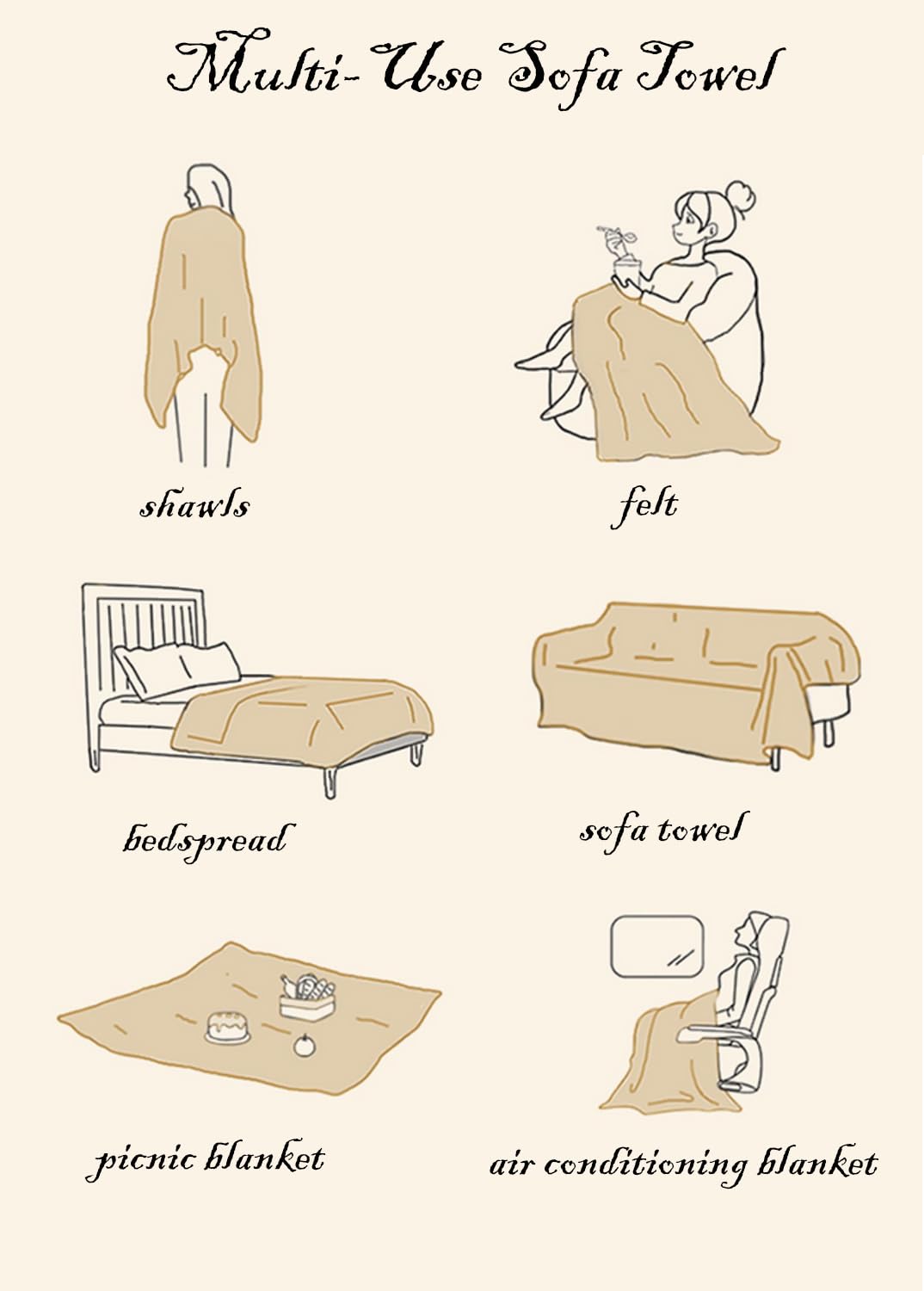 ERICSF- Black and White Double-Sided can Cover Chenille Sofa Towel Full Cover Cloth Four Seasons Universal Models Straight Row a Piece of Non-Slip Sets (71 * 102 inch) ERICSF