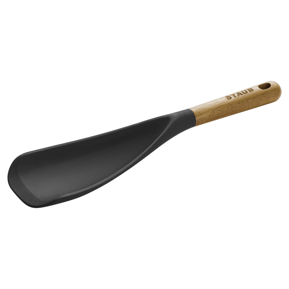 STAUB Multifunction Spatula Spoon, Great for Both Cooking and Serving Durable BPA-Free Matte Black Silicone, Acacia Wood Handles, Safe for Nonstick Cooking Surfaces STAUB