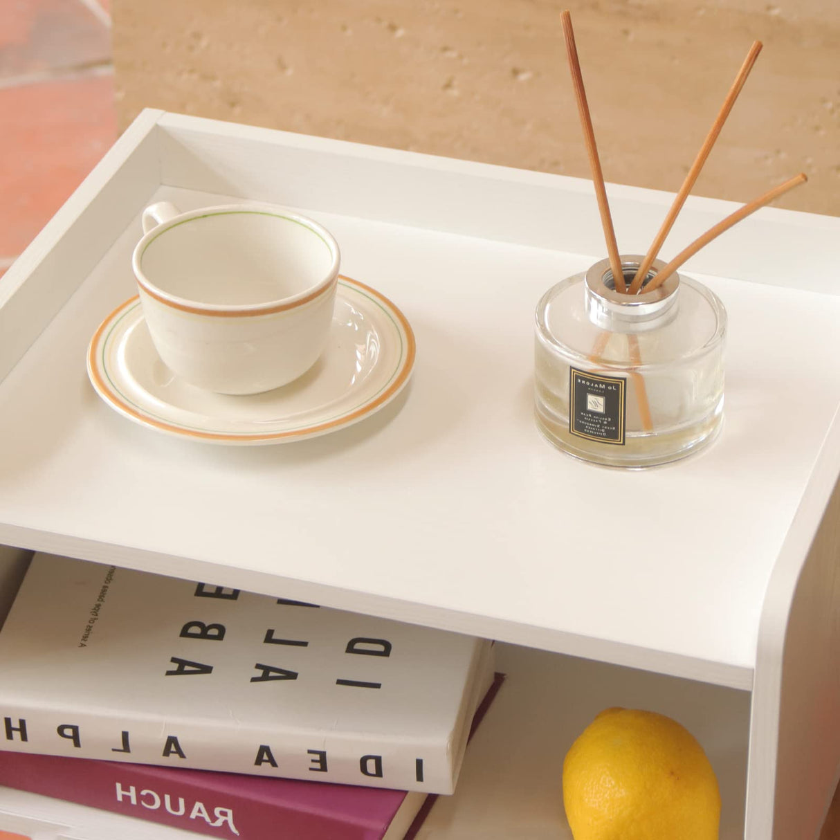 MaxSmeo White Nightstand, Small Bed Side Table for Small Spaces,Mid Century Modern Nightstand End Table with Storage and Solid Wood Legs for Bedroom Living Room(White) MaxSmeo