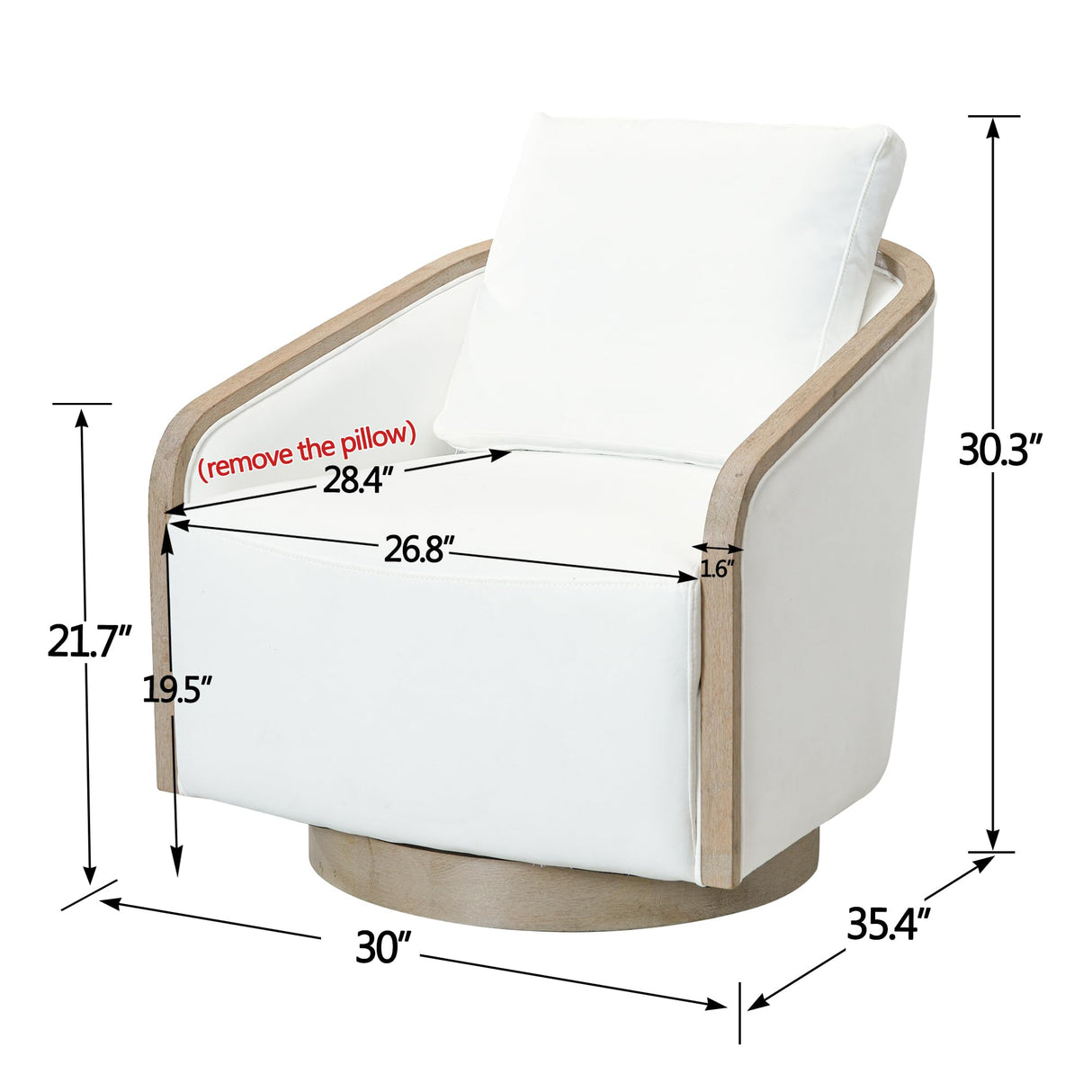 KINWELL 30" Wide Upholstered Swivel Barrel Chair Set of 2, FSC Certified Fully Assembled Fabric Swivel Accent Armchair for Living Room, Bedroom (Pearl White) KINWELL