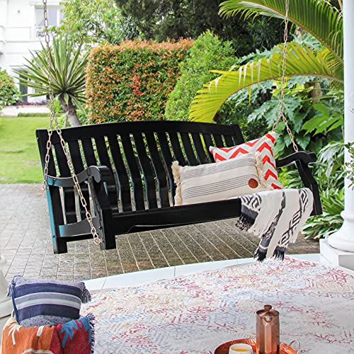 Bonn Mahogany Wood Black Porch Swing Cambridge Casual
