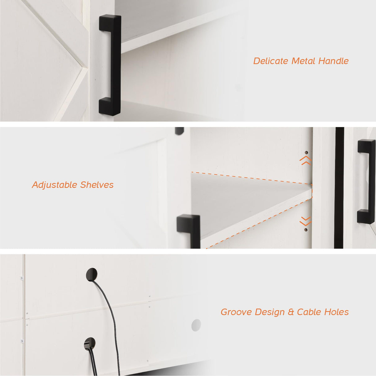 WAMPAT Farmhouse TV Stand Modern Sliding Barn Door Entertainment Center for TVs Up to 75 inch, Wood TV Media Console Table Cabinet Storage for Living Room White WAMPAT