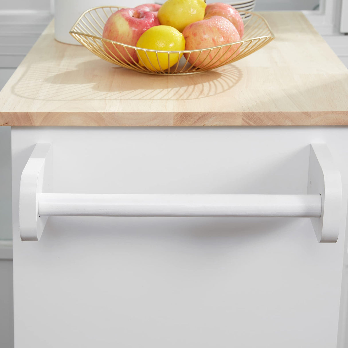 HOMCOM Kitchen Island Cart Rolling Trolley Cart with Drawer, Storage Cabinet & Towel Rack, White HOMCOM