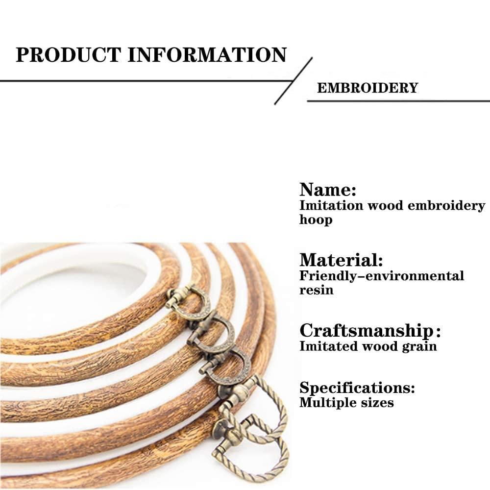 5 Pieces 8 inch Round Embroidery Hoops, Imitated Wood Plastic Display Frame for Cross Stitch Embroidery Round Hoops Arts Decoration guofa