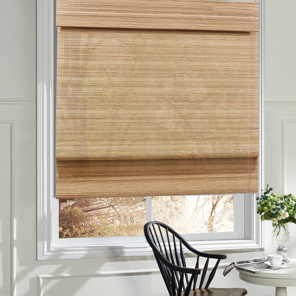 LANTIME Wood Window Roman Shades, Lined Blackout Bamboo Roman Shades Blinds, Easy Installation for Home and Garden, Pattern 6 LANTIME