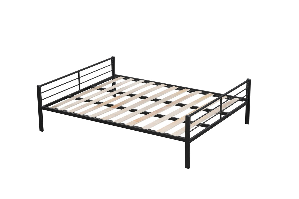 PVWIIK King Over King Bunk Bed with Side Ladder for Kids,Adult,Teenagers,Heavy Duty Metal Bunk Bed w/Full Length Guardrail for Dorm,Bedroom,Guest Room,No Box Spring Needed,Black PVWIIK