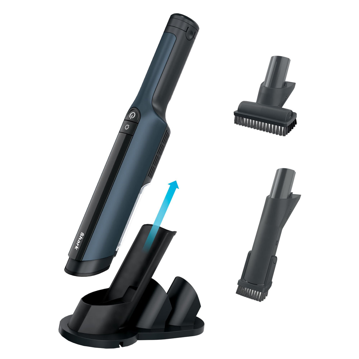 Shark WV410BL WANDVAC Cordless Hand Vacuum, Ultra-Lightweight & Portable with Powerful Suction & Tools for Pets, Designed for Car & Home, Dark Blue Shark