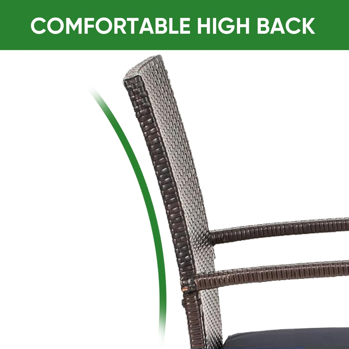 SAILARY Outdoor Wicker Patio Dining Chairs with Padded Cushions Set of 4: Porch Rattan Chairs Club Chairs with High Back and Deep Seating 350lbs, Brown SAILARY