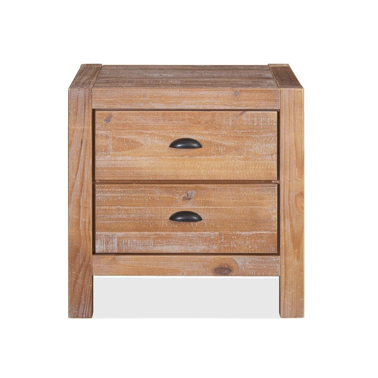 Grain Wood Furniture Montauk 2-Drawer Bedside Nightstand, Solid Wood with Farmhouse Black Finish Grain Wood Furniture