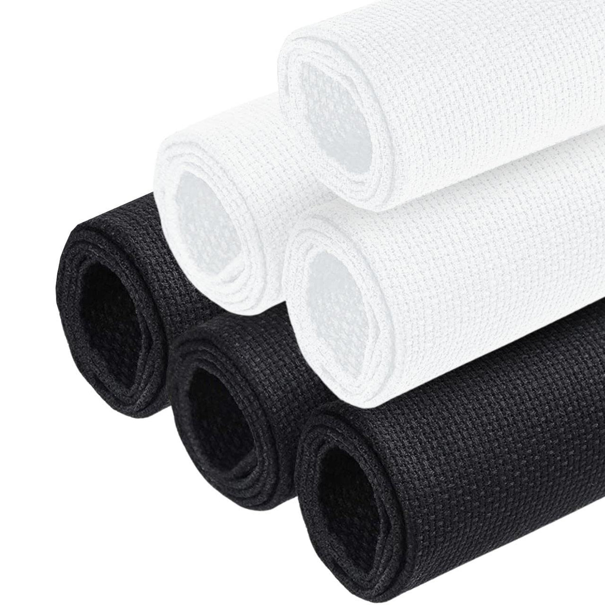 6PCS Aida Cloth 14 Count 3 Pieces Black Cross Stitch Fabric and 3 Pieces White Cross Stitch Fabric Cotton Embroidery Cloth for Needlework 14 Count for Craft Embroidery YARRD