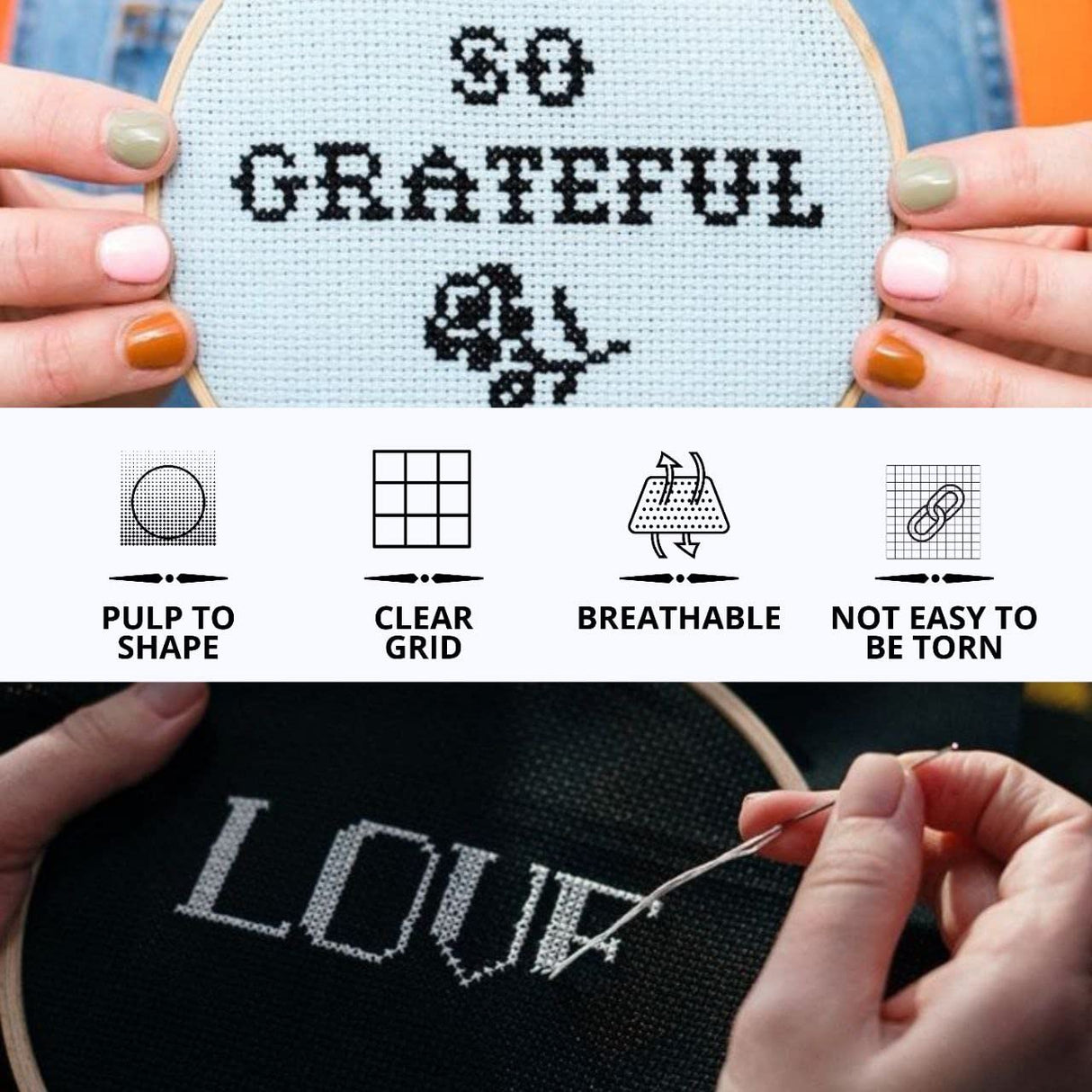 6PCS Aida Cloth 14 Count 3 Pieces Black Cross Stitch Fabric and 3 Pieces White Cross Stitch Fabric Cotton Embroidery Cloth for Needlework 14 Count for Craft Embroidery YARRD