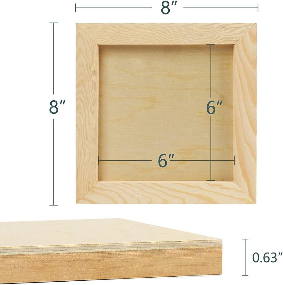 6Pcs Cradled Wood Panels 8”X8” Canvas Boards for Painting DIY Art Craft Unfinished Square Wooden 9 Small Primed Canvases WoodArtSupply