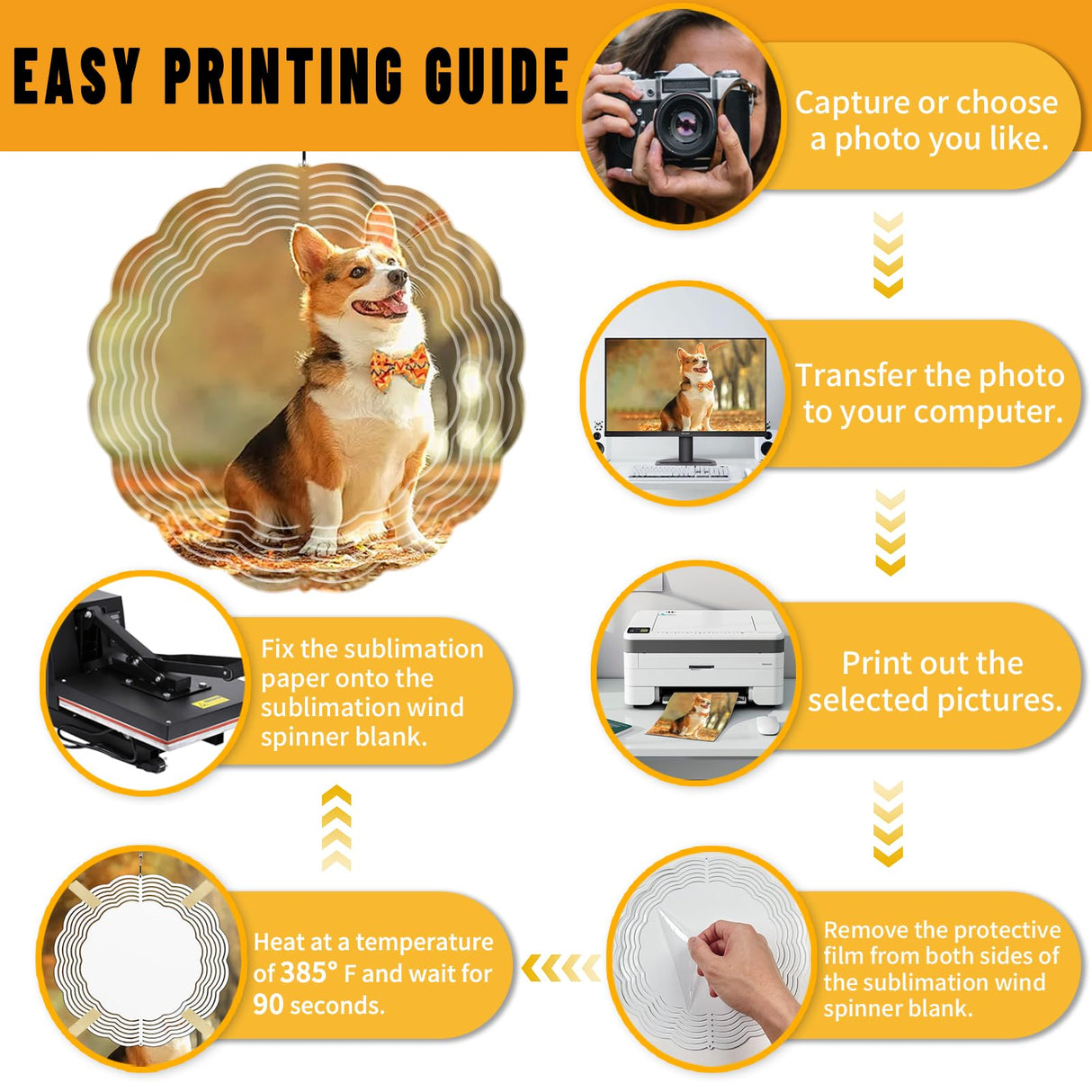 Remiawy Sublimation Wind Spinner Blanks, 6 Pack 10 Inch 3D Aluminum Metal Hanging Wind Spinners Sublimation Blanks Kinetic Sculpture DIY Crafts for Yard Garden Indoor Outdoor Porch Decoration Round REMIAWY