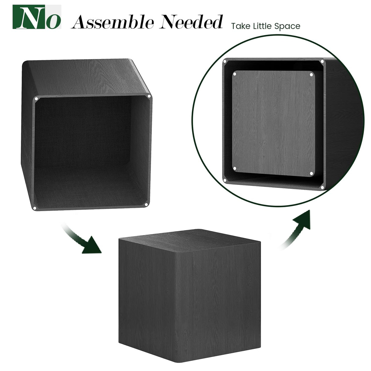 UNDUSLUY Nesting Coffee Table Set of 2, Modern Coffee Table and End Table Sets, Small Wooden Nesting Side Tables for Living Room Bedroom Apartment(Black) UNDUSLUY