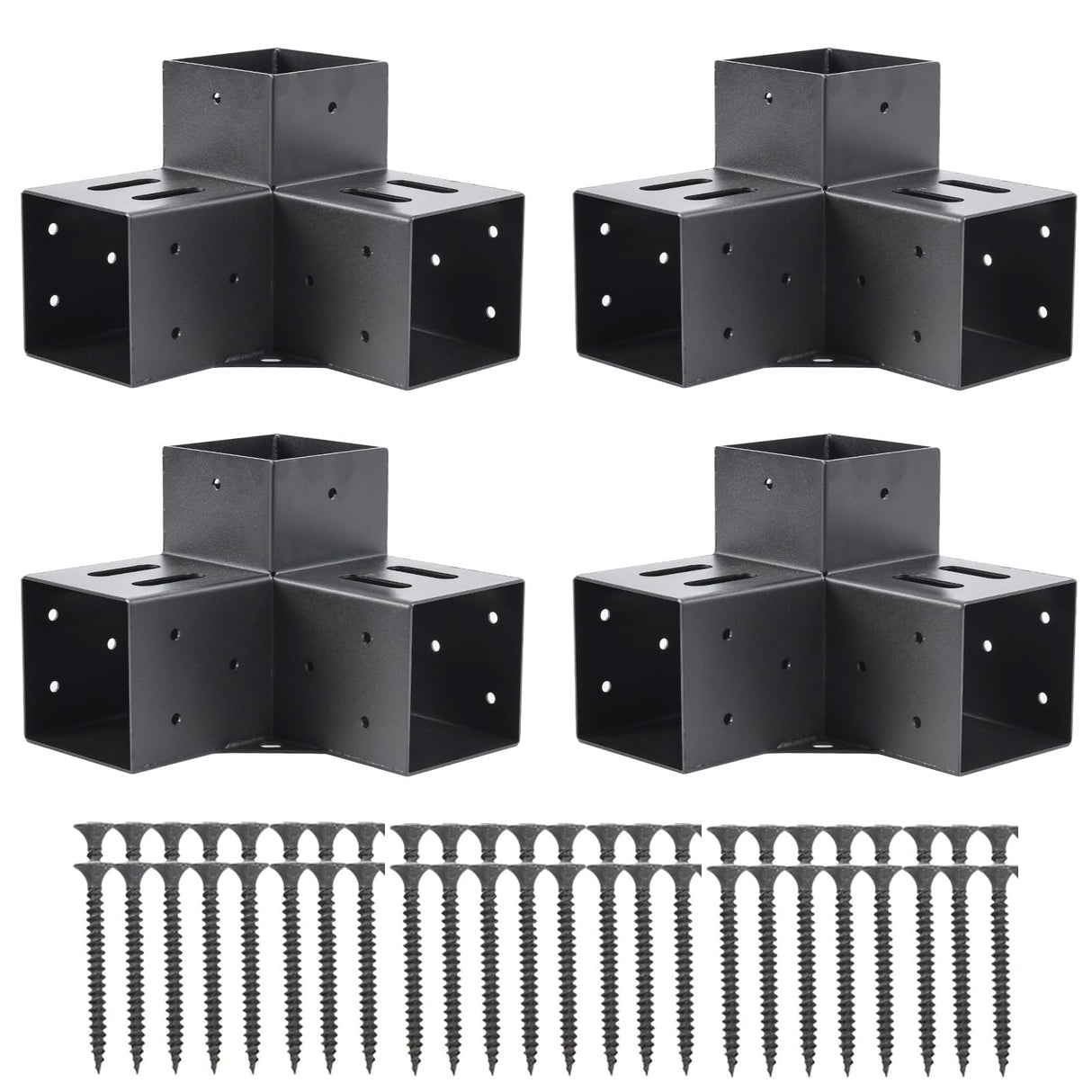 AXWHYS 4x4 Pergola Brackets(Actual:3.5"x3.5") 3 Way Right Angle Corner Bracket, DIY Pergola Kit with Black Powder Coated Support Gazebos, Patio Pergolas Log Cabin Outdoor Pergola Hardware AXWHYS