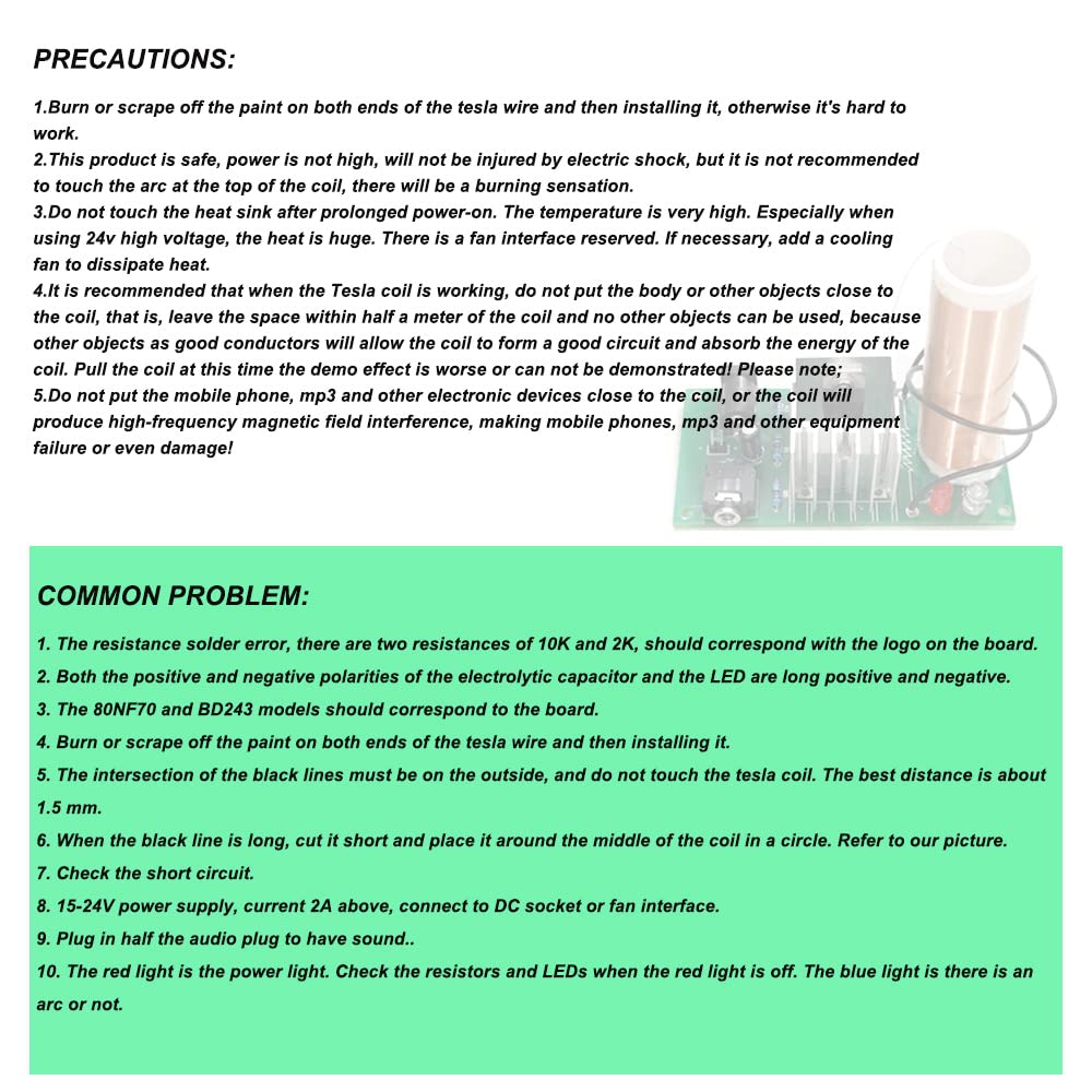 ISolderStore DIY Mini Tesla Coil Kit 15W Electronic DIY Kits Mini Music Tesla Coil Plasma Speaker Soldering Practice Kit DIY Soldering Project for Teens Kids Adults Thanksgiving Xmas Gift ISolderStore