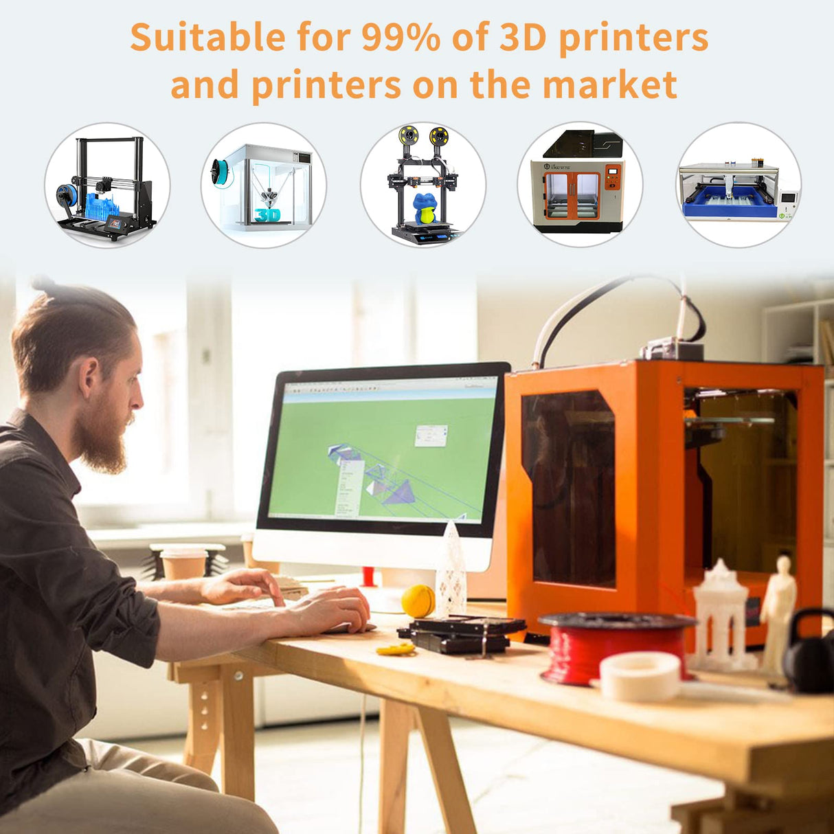 iSANMATE 3D Printer Filament, PLA Filament 1.75mm Bundle, Dual Color Filament Silk PLA, Dimensional Accuracy +/- 0.03 mm, 250g x 4 Pack(Gold+Red,Red+Green, Blue+Silver, Bronze+Silver) iSANMATE