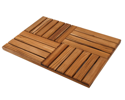 Utoplike Teak Wood Bath Mat, Wooden Shower Mat for Bathroom, 24 x 16 inch Non Slip Wood Floor Sturdy Mat for Inside Shower Luxury Spa Home or Outdoor