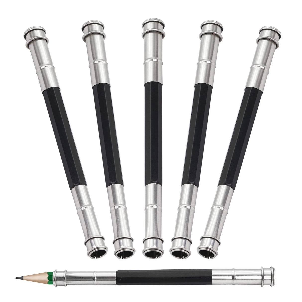 YACSEJAO Pencil Extenders 5PCS Adjustable Pencil Lengthener Tool Coupling Device for School Art Writing YACSEJAO