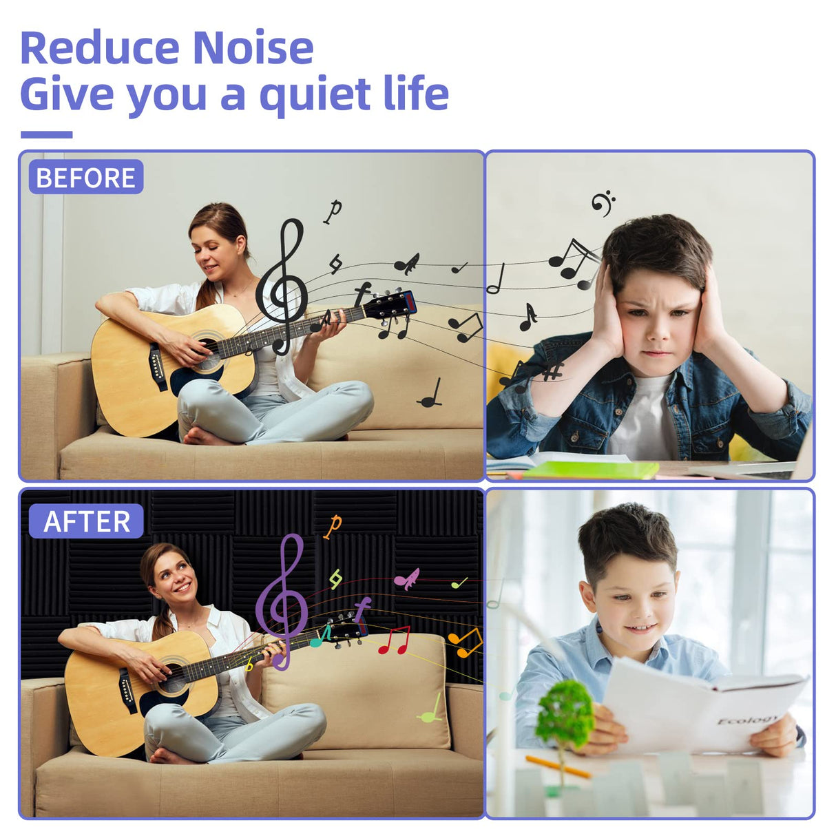 24 Pack Acoustic Panels, 1" X 12" X 12" Acoustic Foam Panels, Sound Proof Foam Panels, Self-Adhesive Soundproof Wall Panels,Fire-Proofed Soundproofing Wedges,Acoustic Treatment Foam for Home-Black Dmsky