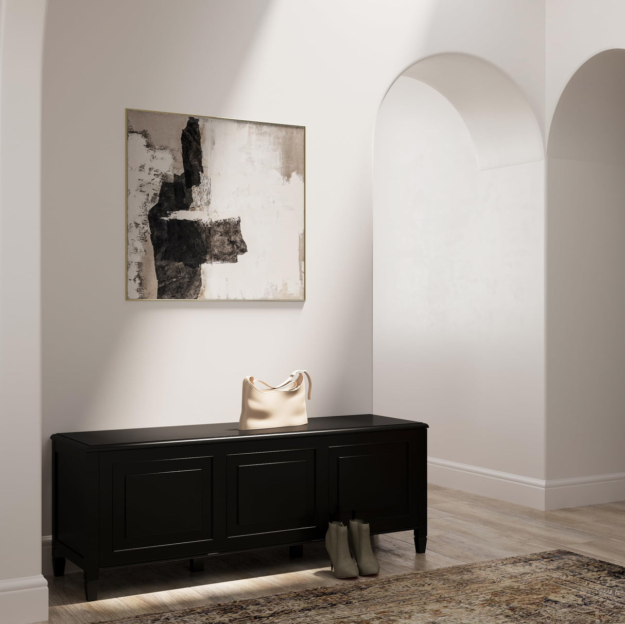 SIMPLIHOME Connaught Solid Wood 51 Inch Wide Traditional Storage Bench Trunk in Black, for The Living Room, Entryway and Family Room SIMPLIHOME