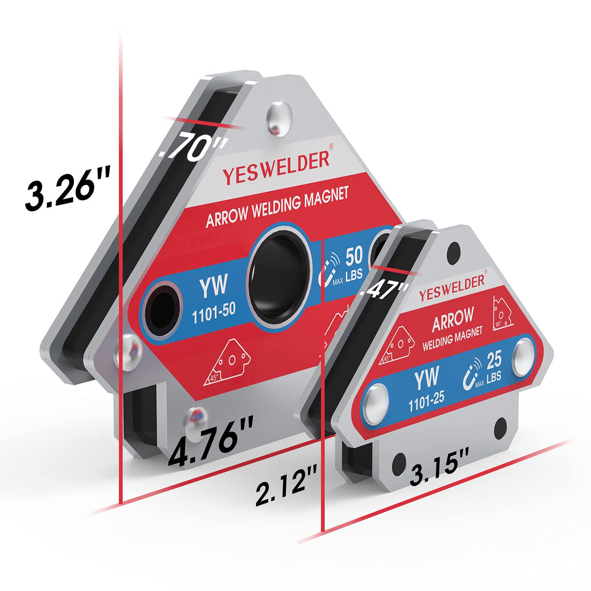 YESWELDER 25 LB & 50LB Welding Magnet-4 Pieces of Magnetic Welding Holder 25 LBS /50 LBs Holding Power Welding Accessories YESWELDER